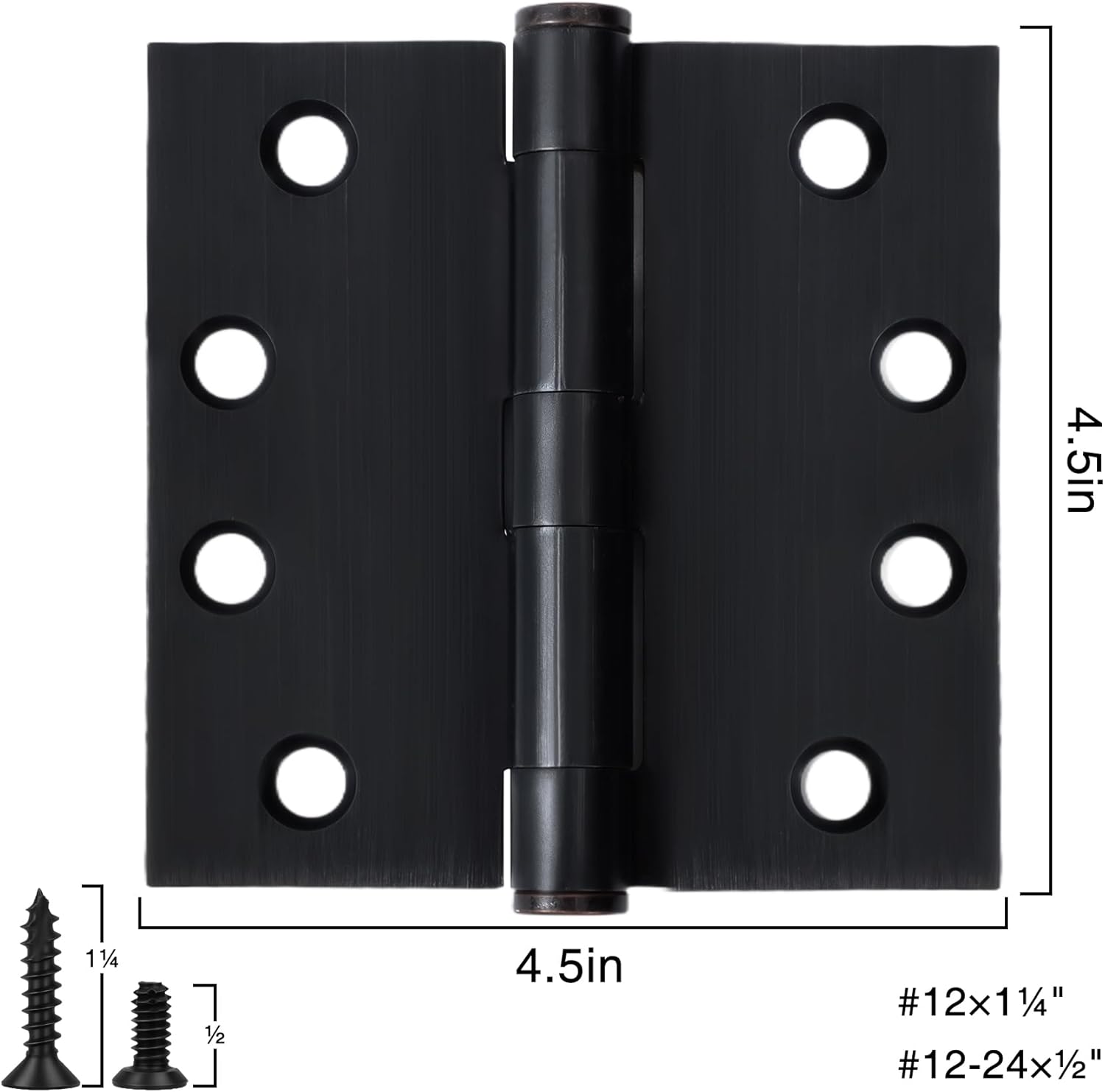 1 Pack Oil Rubbed Bronze 4.5 Inch Heavy Duty Commercial Door Hinges Square Security Door Hinges Industrial Grade Door Hardware Full Mortise Interior/Exterior Hinge for Doors Bifold Residential Office