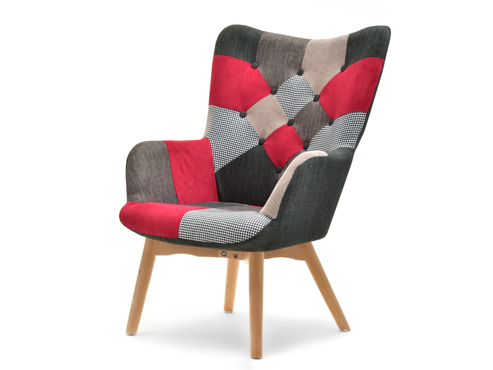 Kolorowy Fotel Patchwork W Stylu Skandynawskim Do Salonu