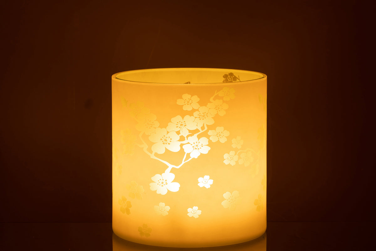 J-Line windlicht Bloemen - glas - groen - extra large