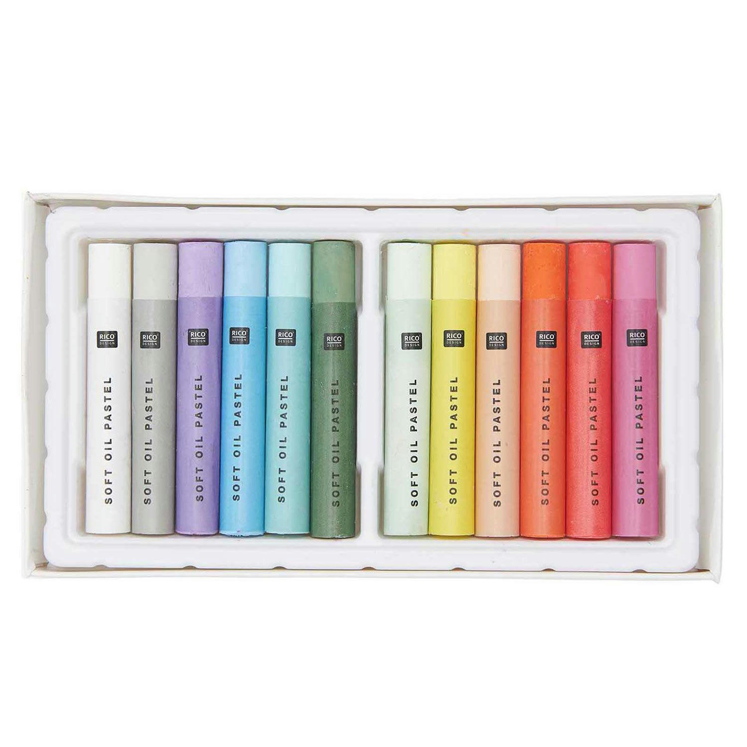 - Pastels à l'huile 12 couleurs pastel et fluo