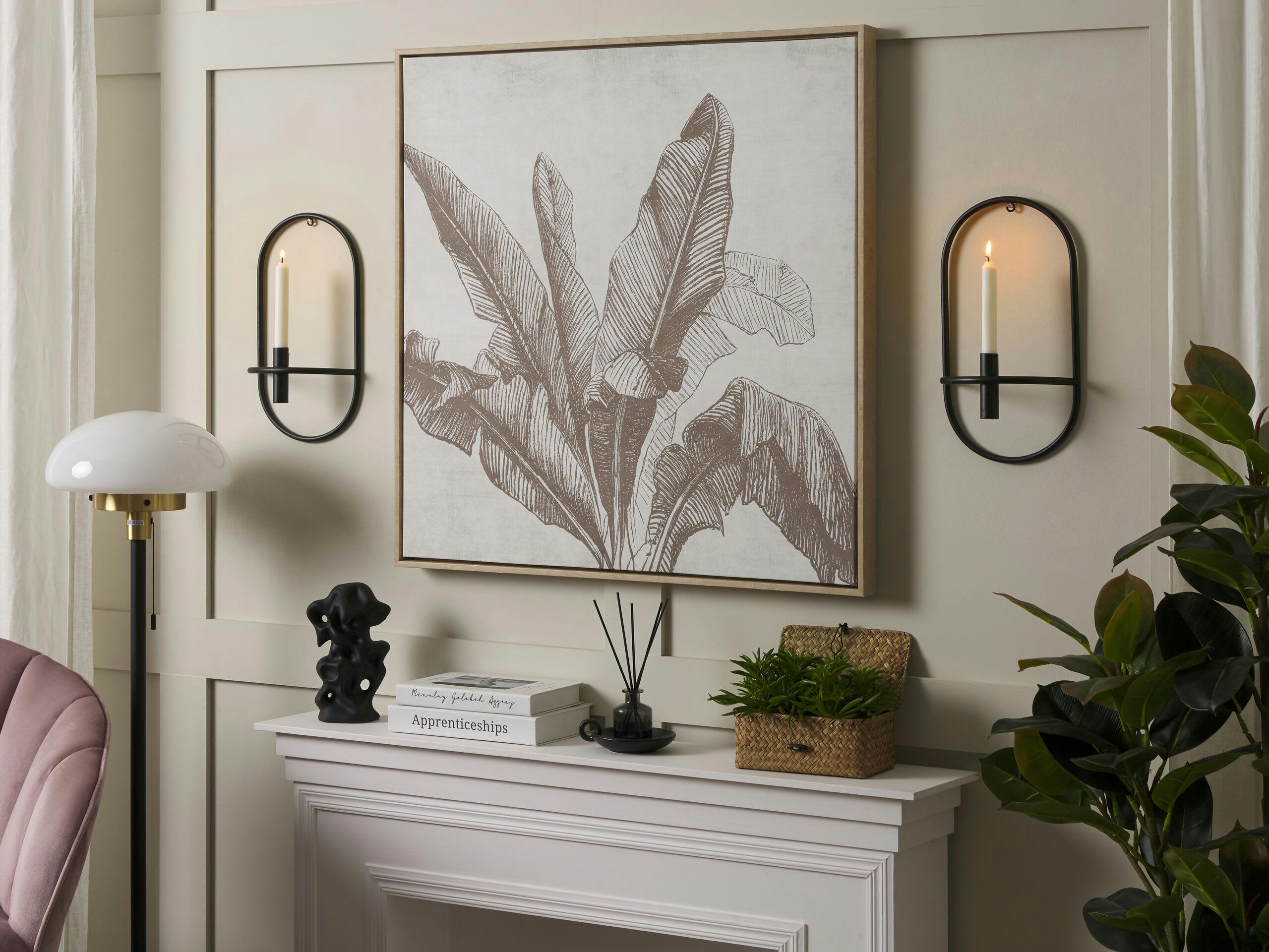 CAVIANA - Lot de 2 bougeoirs muraux en métal noir