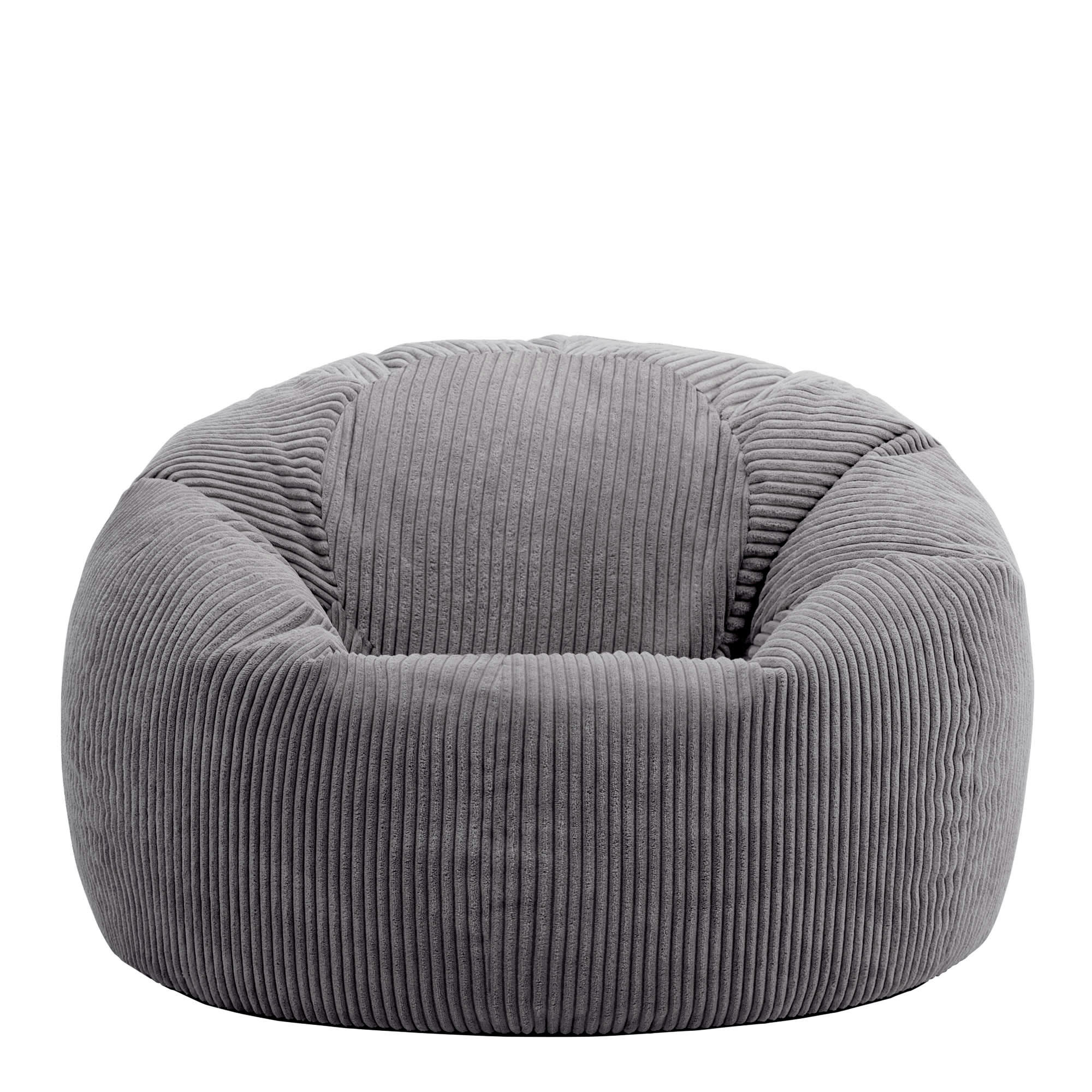 KINGSTON - Pouf velours côtelé gris anthracite