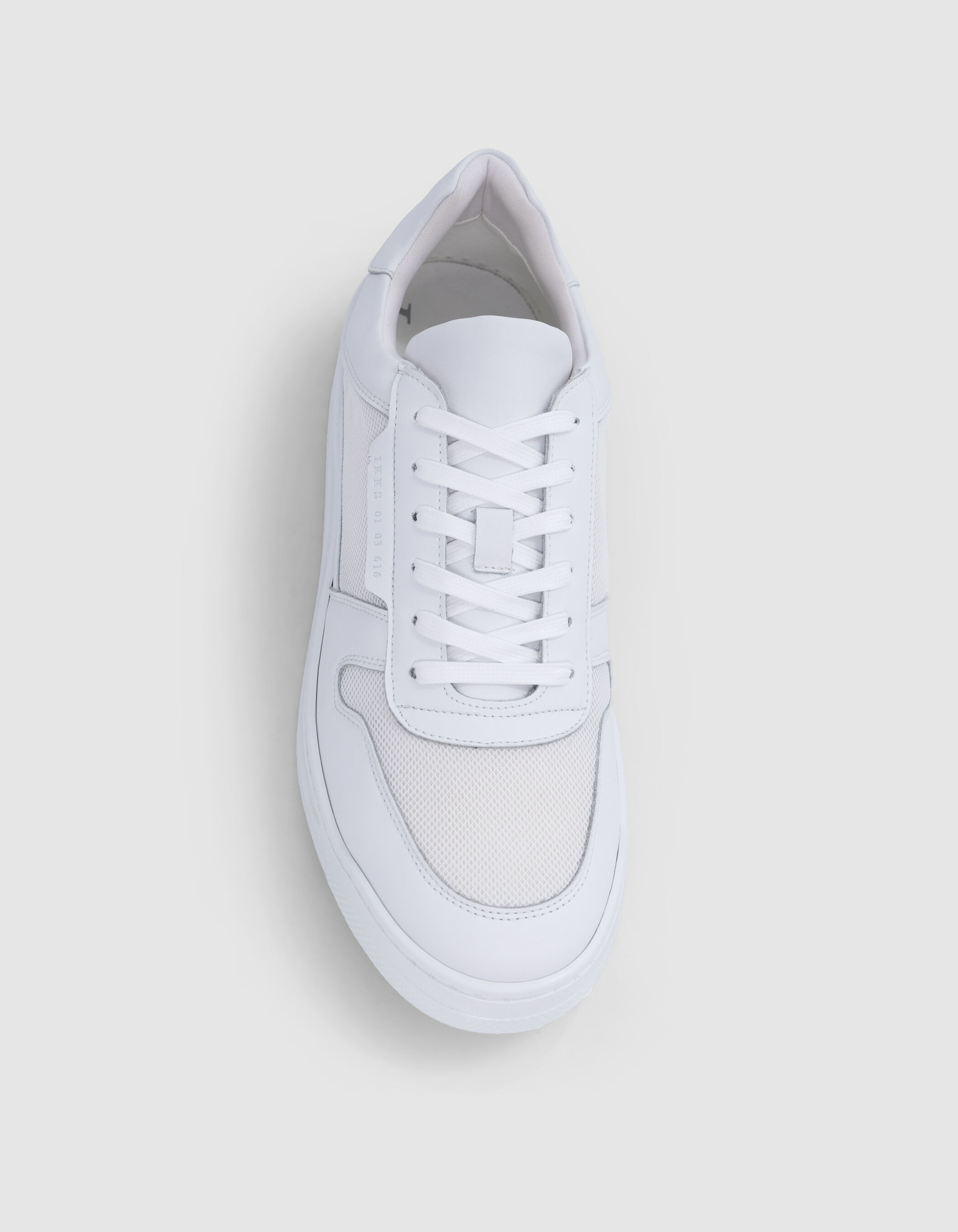 Baskets blanches bi-matières Homme