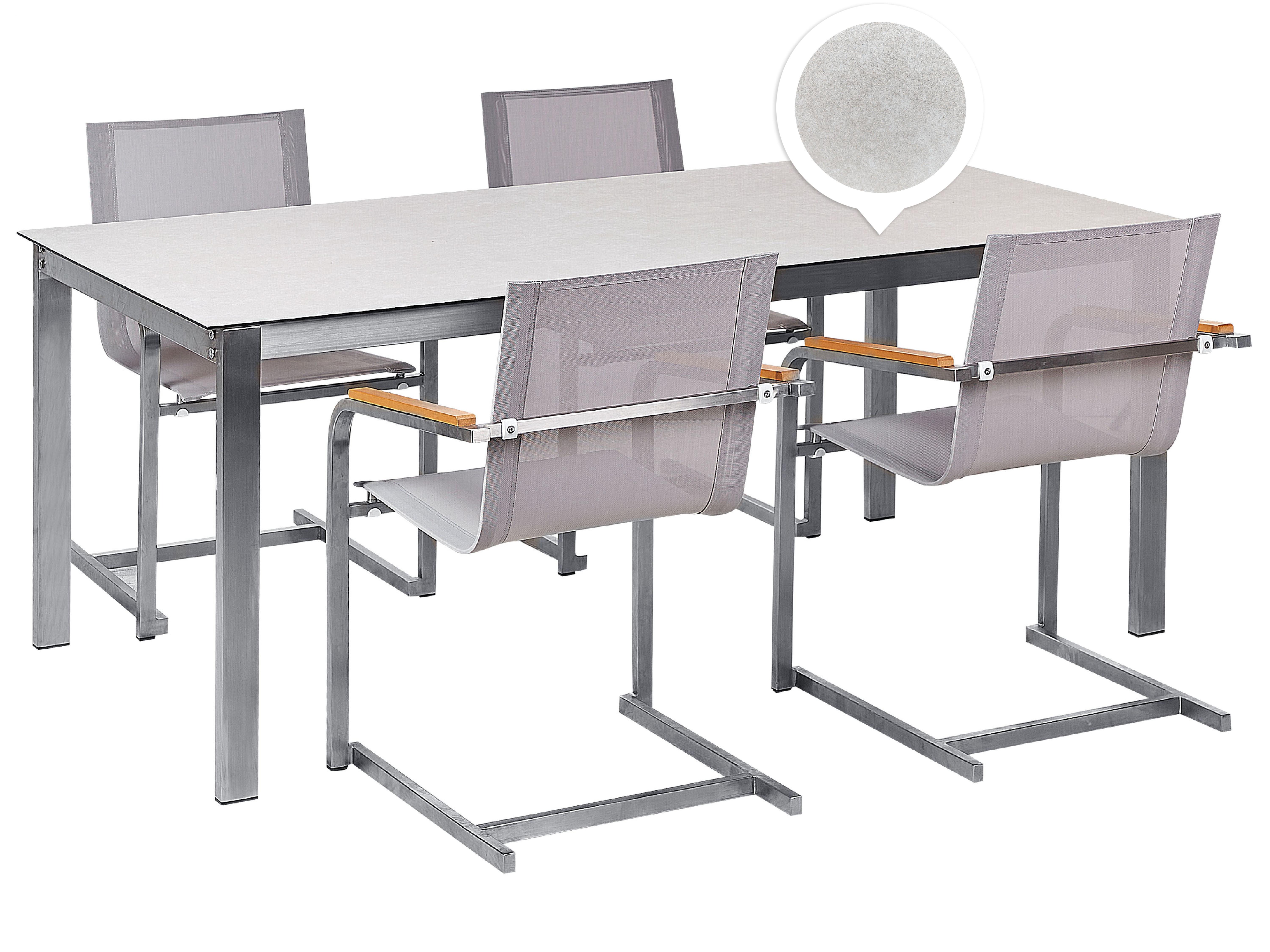 Garden Dining Set 4 Seater COSOLETO Tempered Glass White