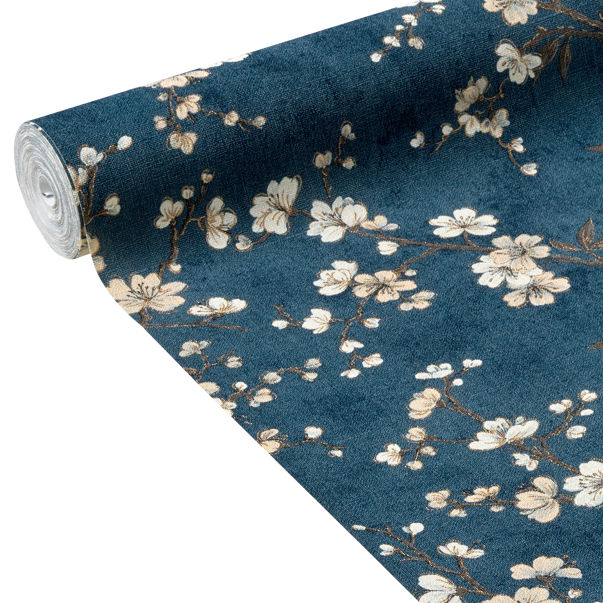 Papier peint intissé FLORENTINE BLOSSOM coloris bluestone