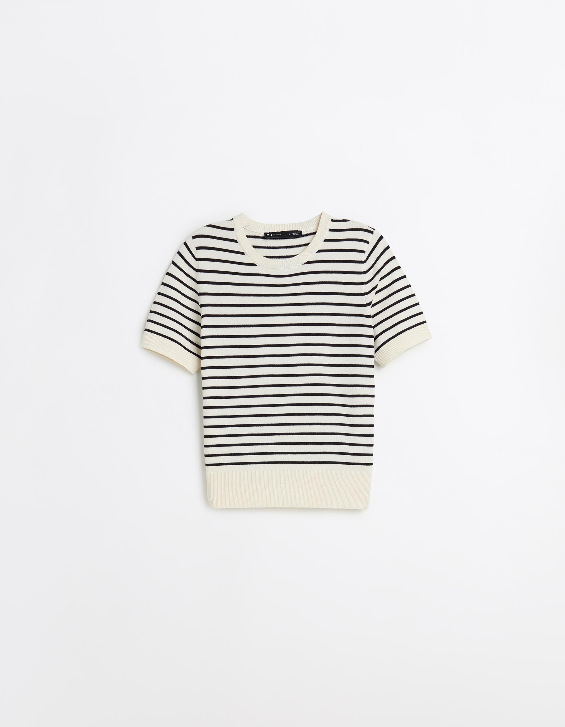 Camisola de Malha Riscas, Mulher, Cru