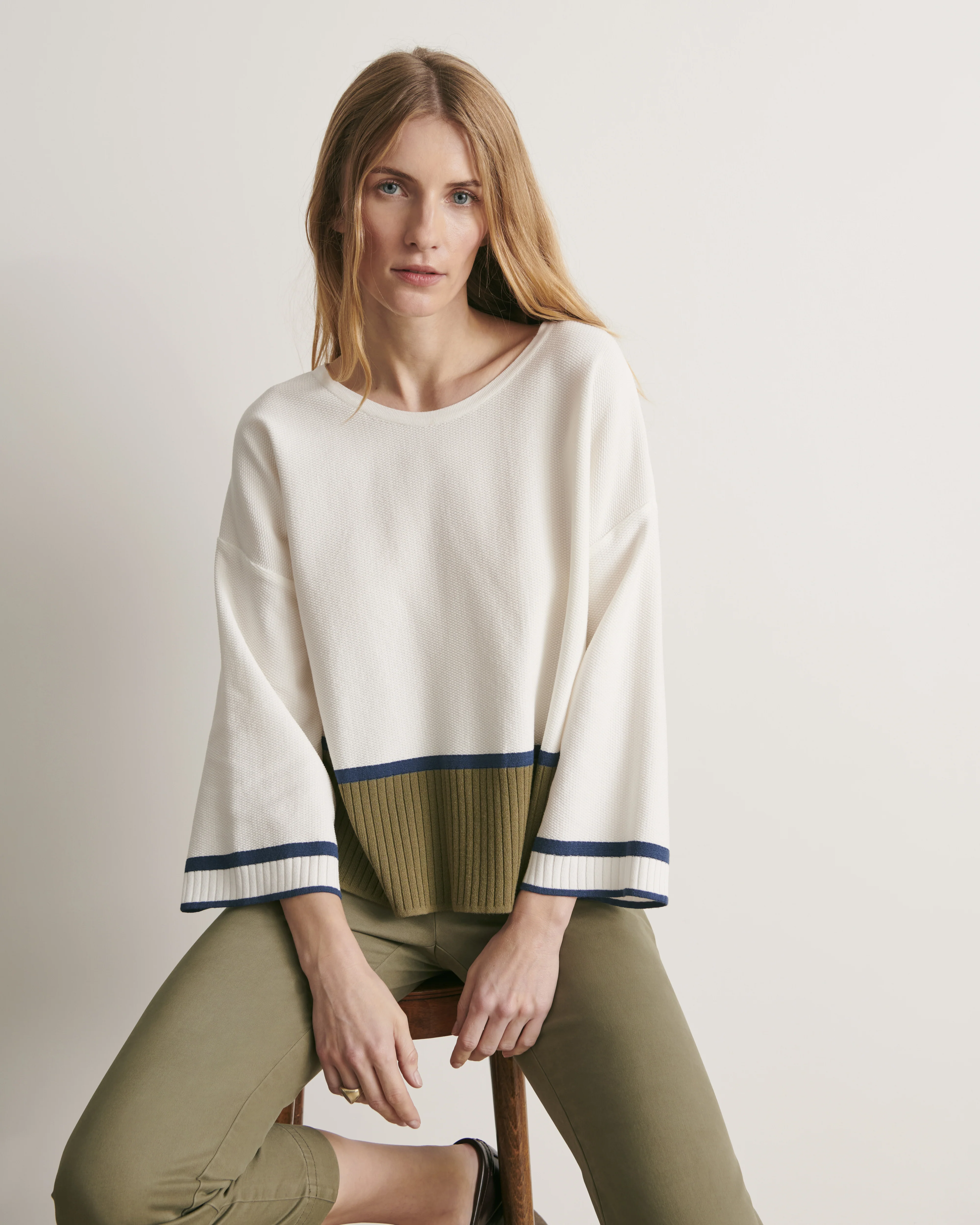 Pull boite en maille colorblock ABEL/11003/761