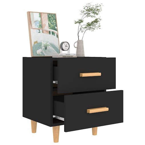 NNEVL Bed Cabinets 2 pcs Black 40x35x47.5 cm