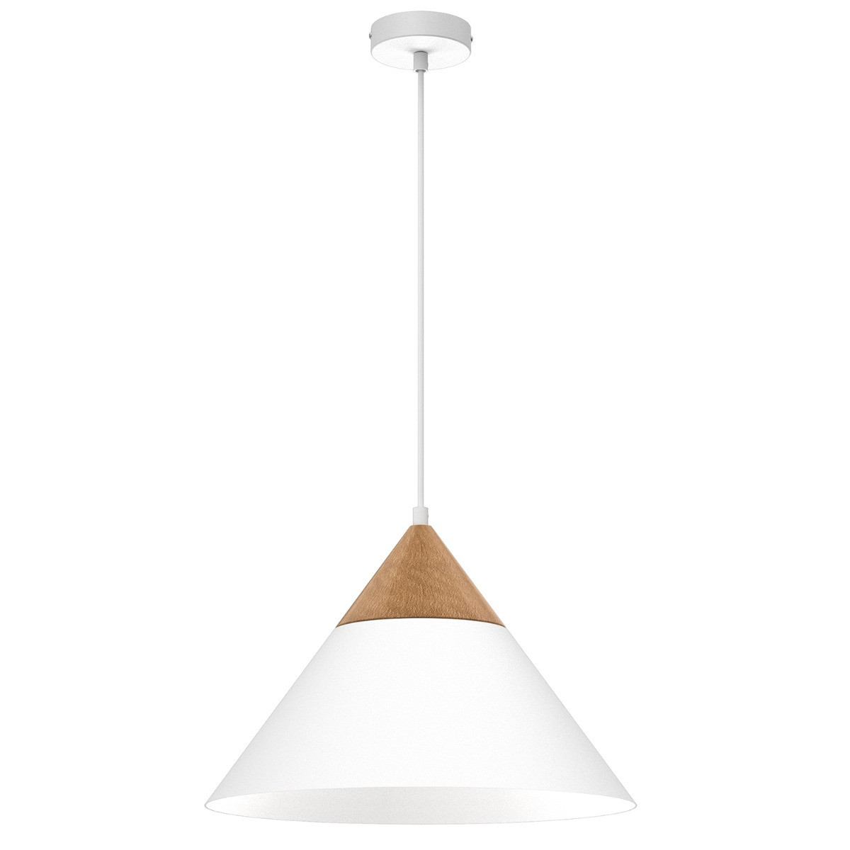 Lampa wisząca biała jasne drewno Single 1xE27x15W wym: 115x39x39 cm Luminex