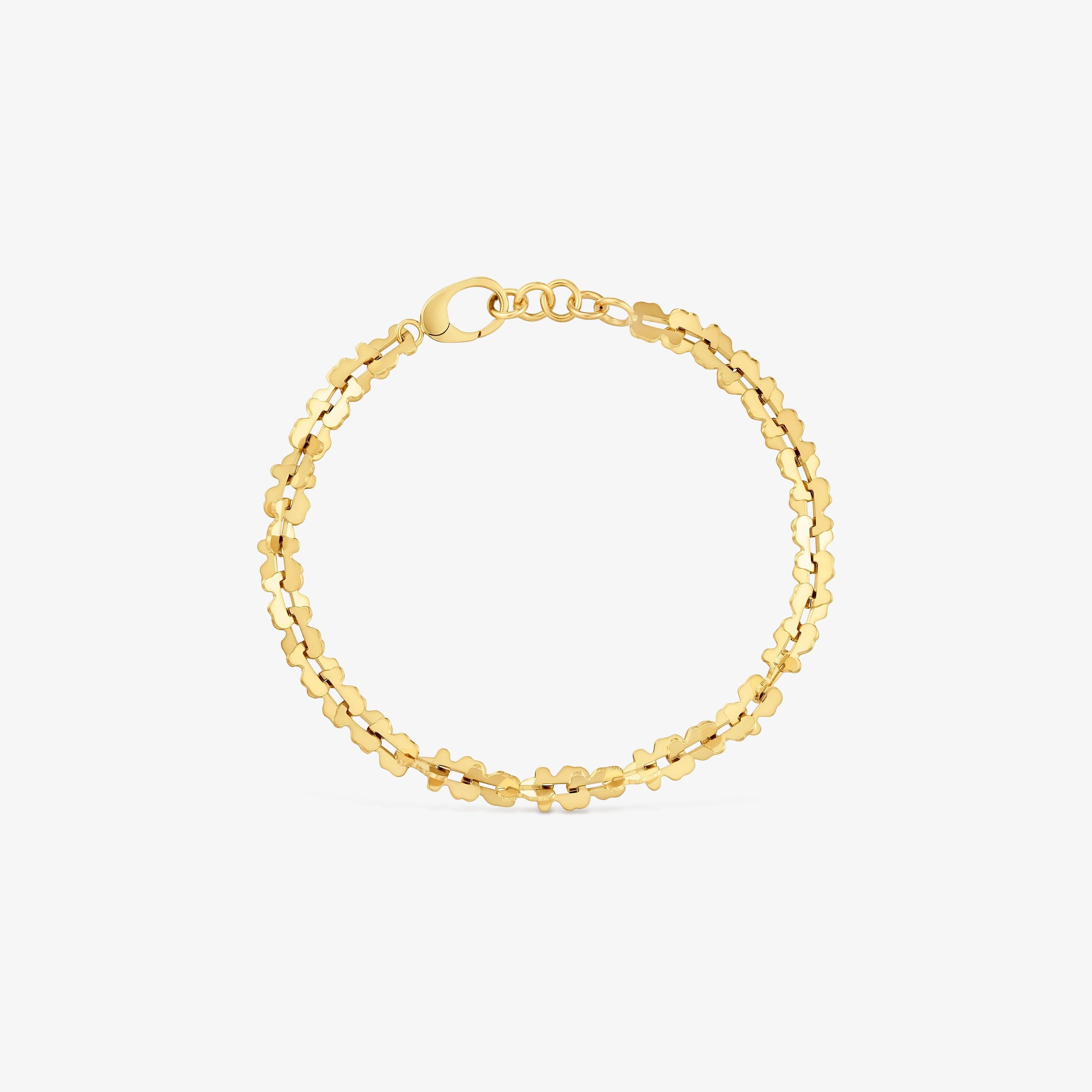 Pulsera cadena de acero en color dorado con motivos oso Carrusel