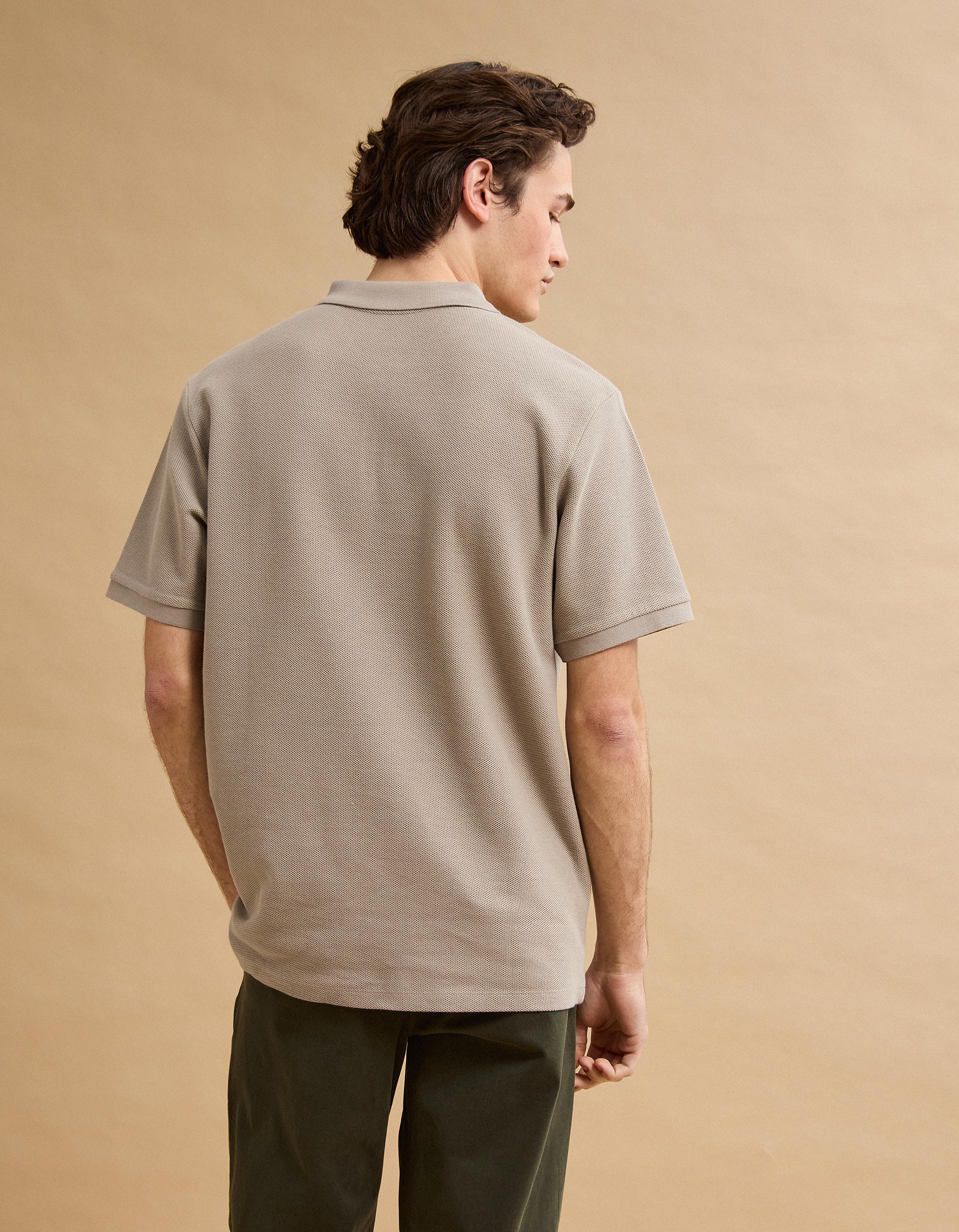 Polo com Fecho, Homem, Bege