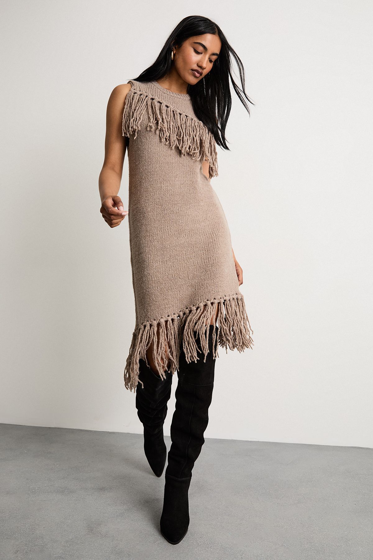 Warehouse Fringe Column Mini Dress