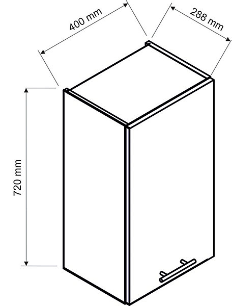 Meuble haut de cuisine coloris blanc avec 1 porte - longueur 40 x profondeur 28 x hauteur 72 cm