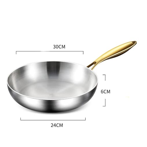 NNEOBA 316 Stainless Steel Nonstick Frying Pan 7-Ply Wok Pan Silver