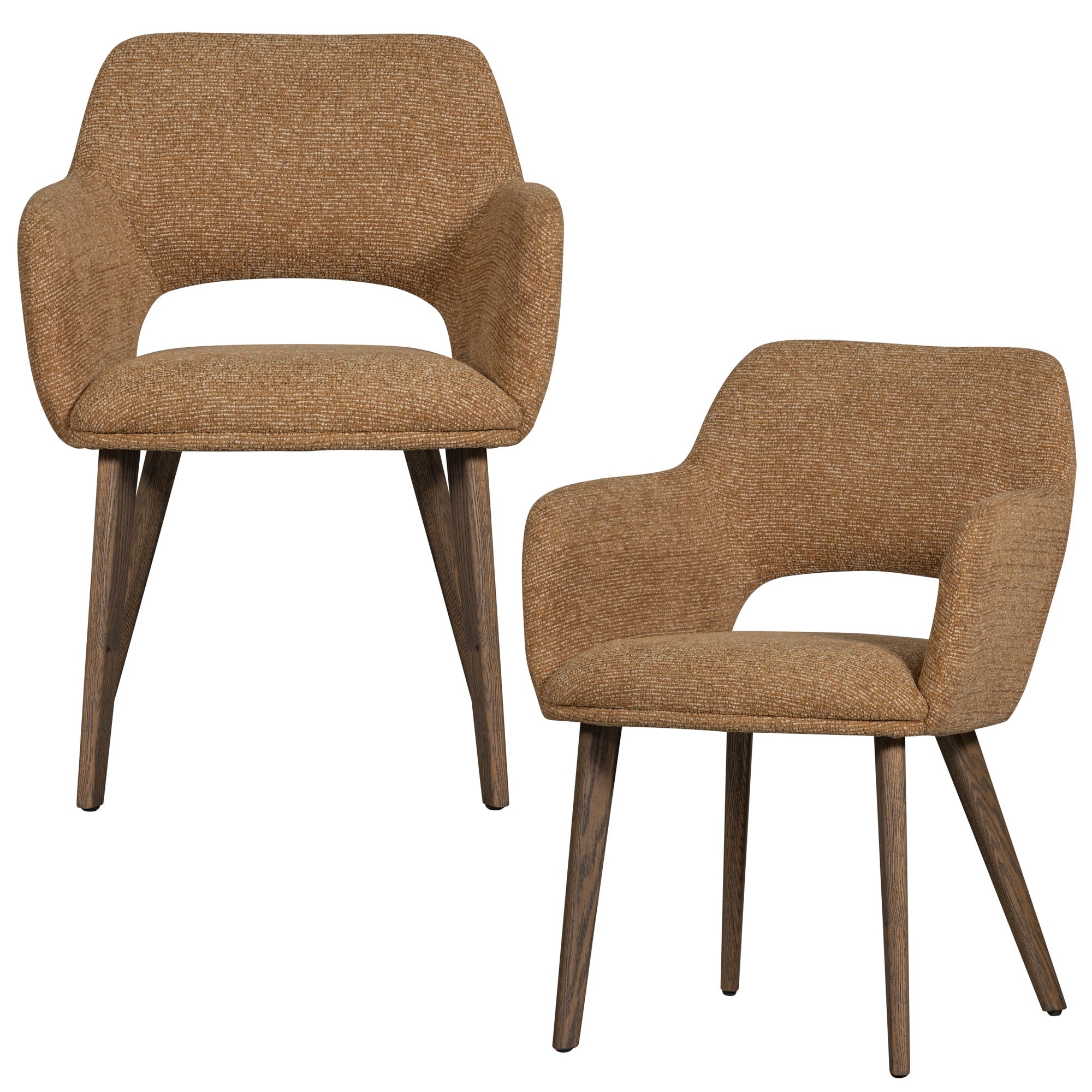WOOOD eetkamerstoelen houten bruinen poot Murat - Geel - Set van 2
