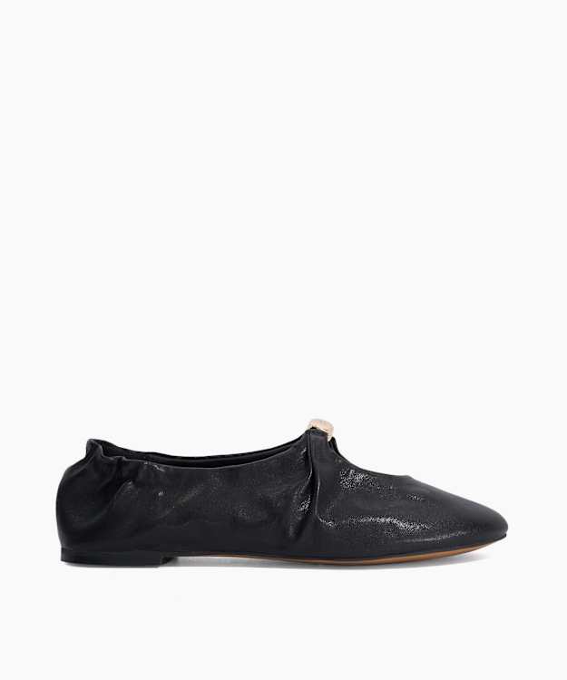 Havella Black - Black Leather Ballet Flats