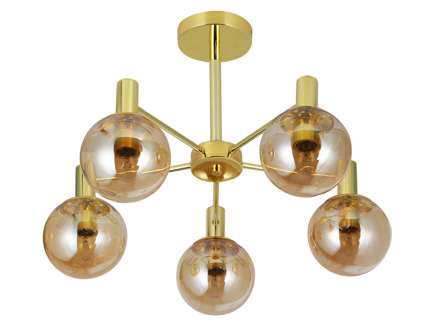 Lampa sufitowa Nicola 5-punktowa stalowa złota