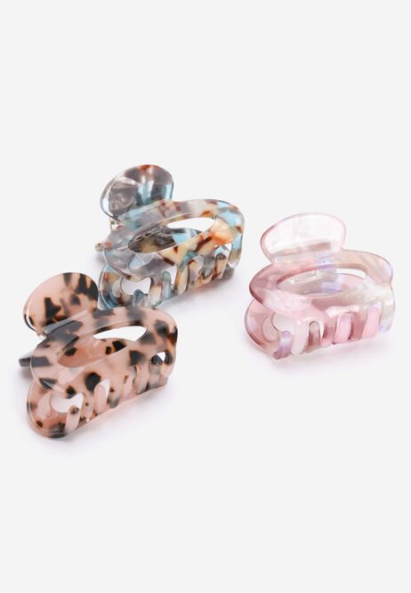 Womens 3pk Brown Animal Print Mini Hair Clips