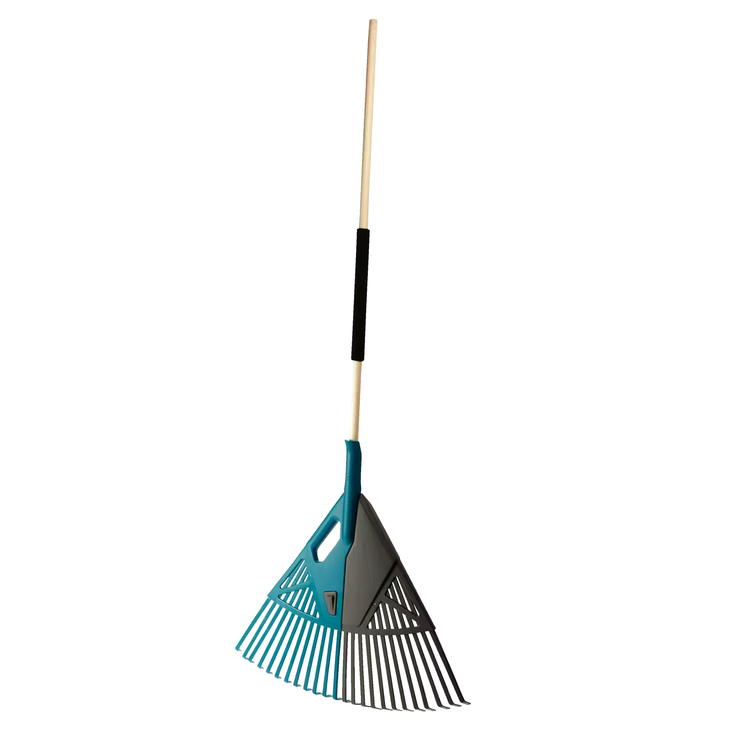 Yardworks 24-in Wide 3-in-1 Poly 24-Tine Leaf Rake, 47-in Wooden Shaft
