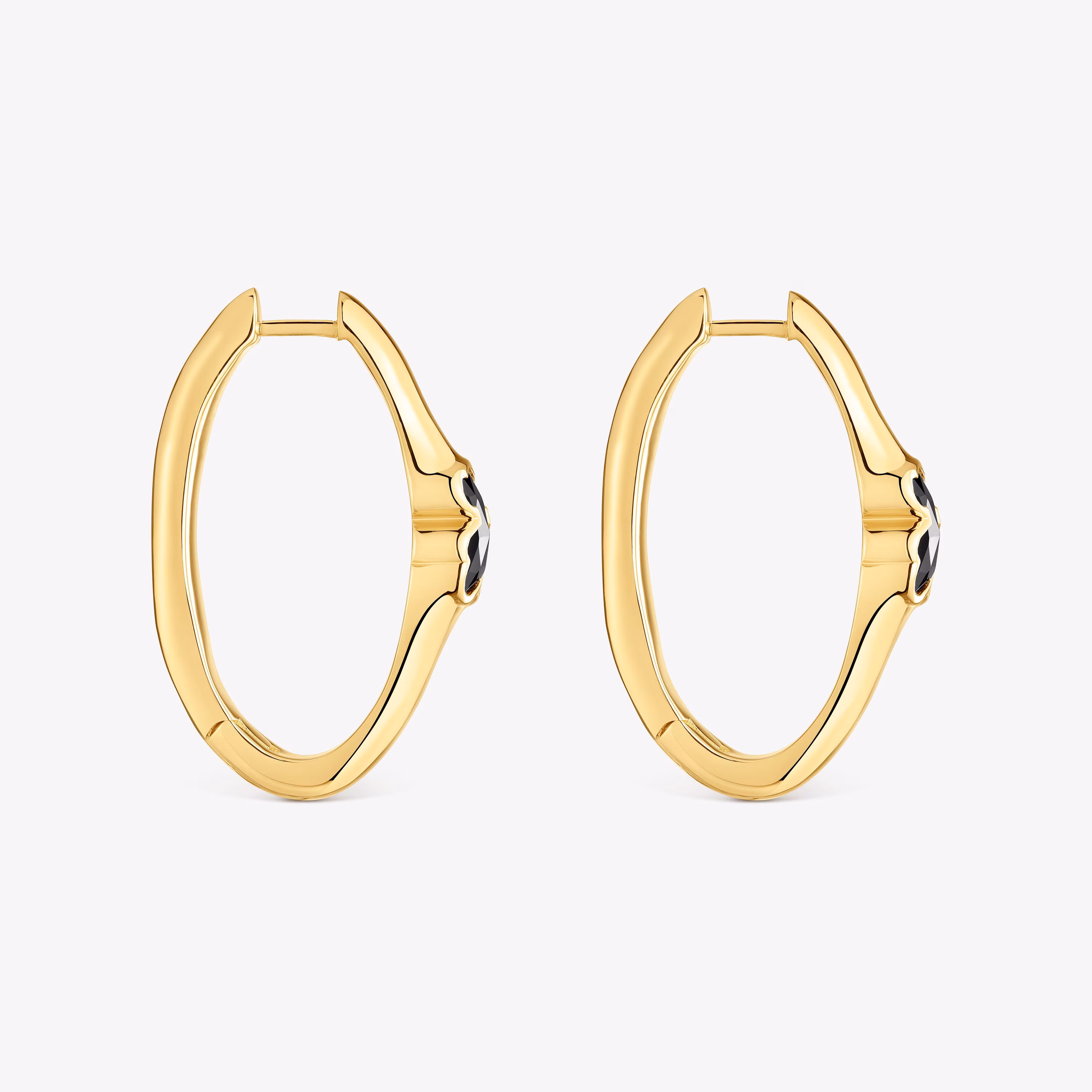 Pendientes de aro con baño de oro 18 kt sobre plata y motivo oso en ónix 26 mm Icon Color