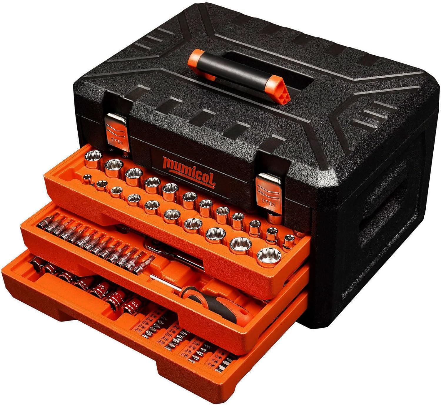 Mechanic Tool Set, Socket Set, 320-Pcs Professional Mechanics Tool Set & Metric and Standard Socket Set, 1/4″ 3/8″ 1/2″ Drive with 72-Tooth Ratchet, Car Mechanic Tool Kit for Automotive Repair