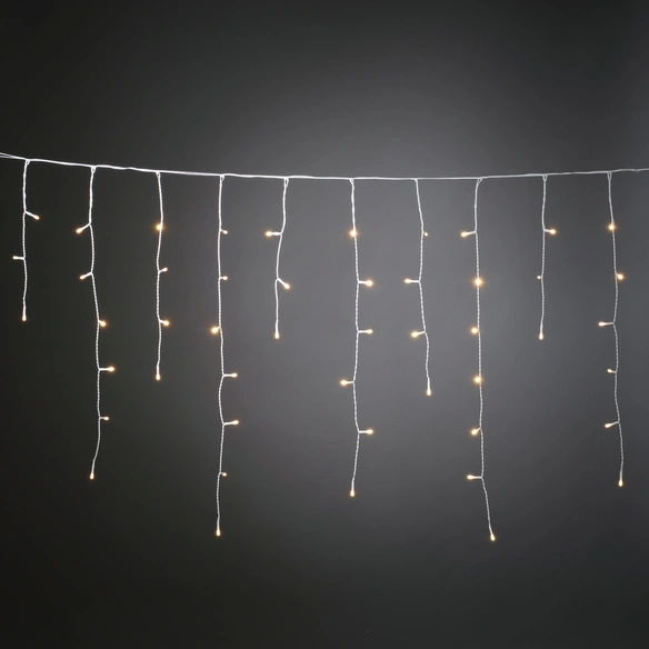 LED-Eisregen, 80 LEDs, L: 300 cm, warmweiß, weiß
