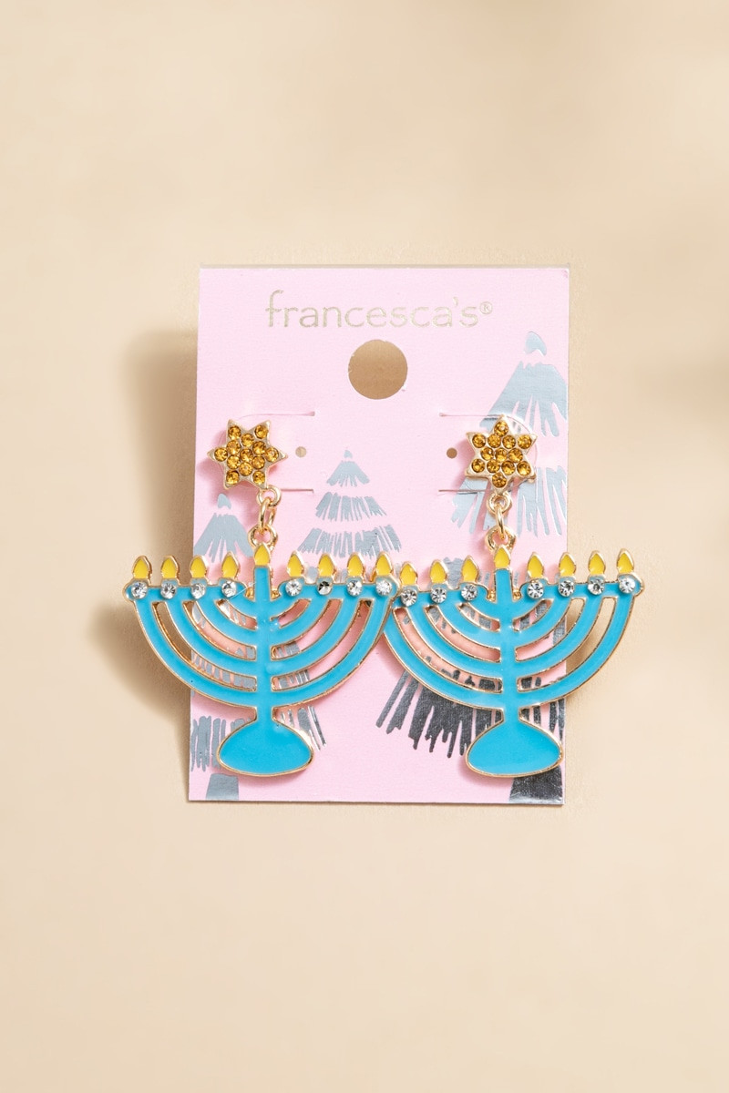 Simone Menorah Drop Earrings