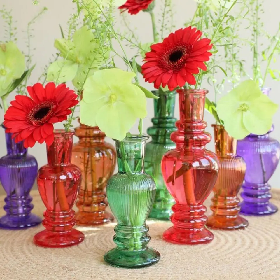 Ideas 4 Seasons Vaas Florence - paars glas - ribbel - D8,5 x H23 cm