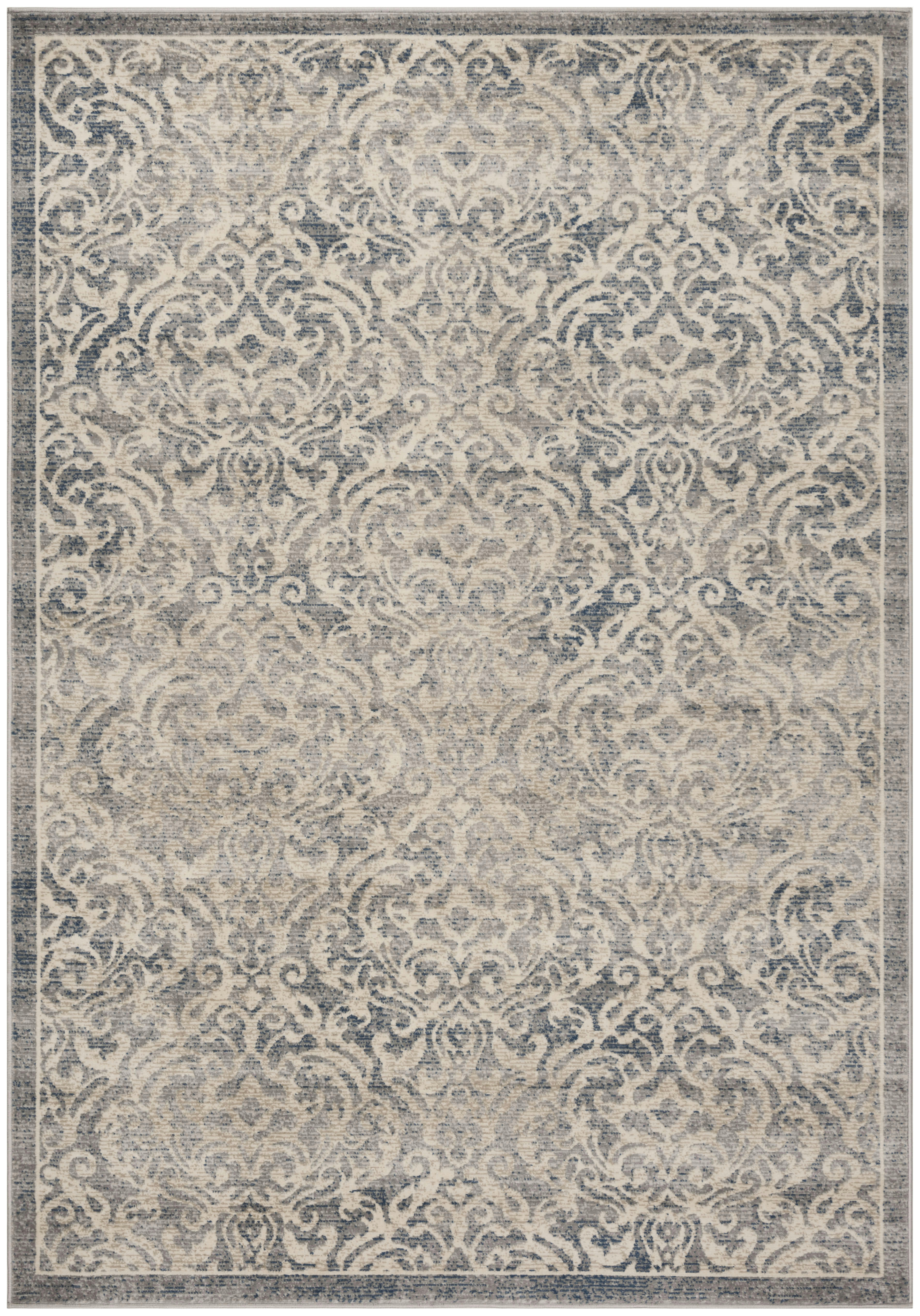 BRENTWOOD - Tapis de salon interieur en gris clair & bleu, 122 x 183 cm