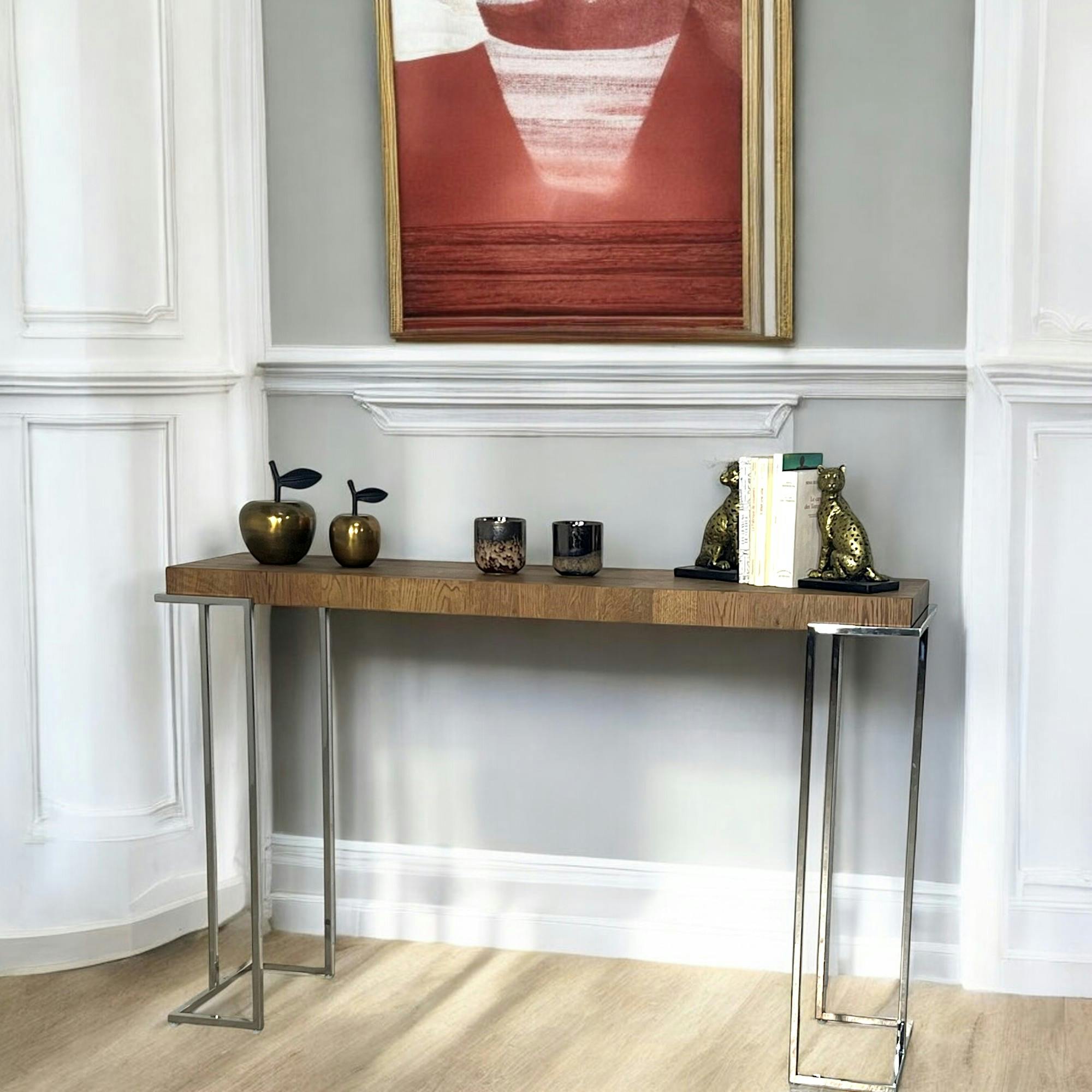 Console moderne chêne acier RIVERSIDE