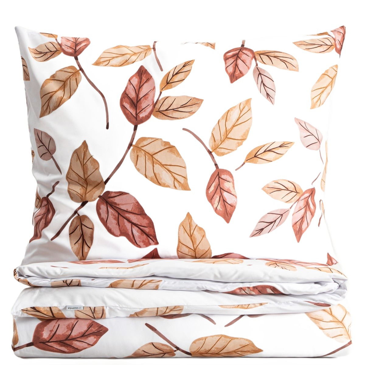 Pościel LEAFY z mikrofibry w motyw liści 220x200cm   2 x 70x80cm HOMLA