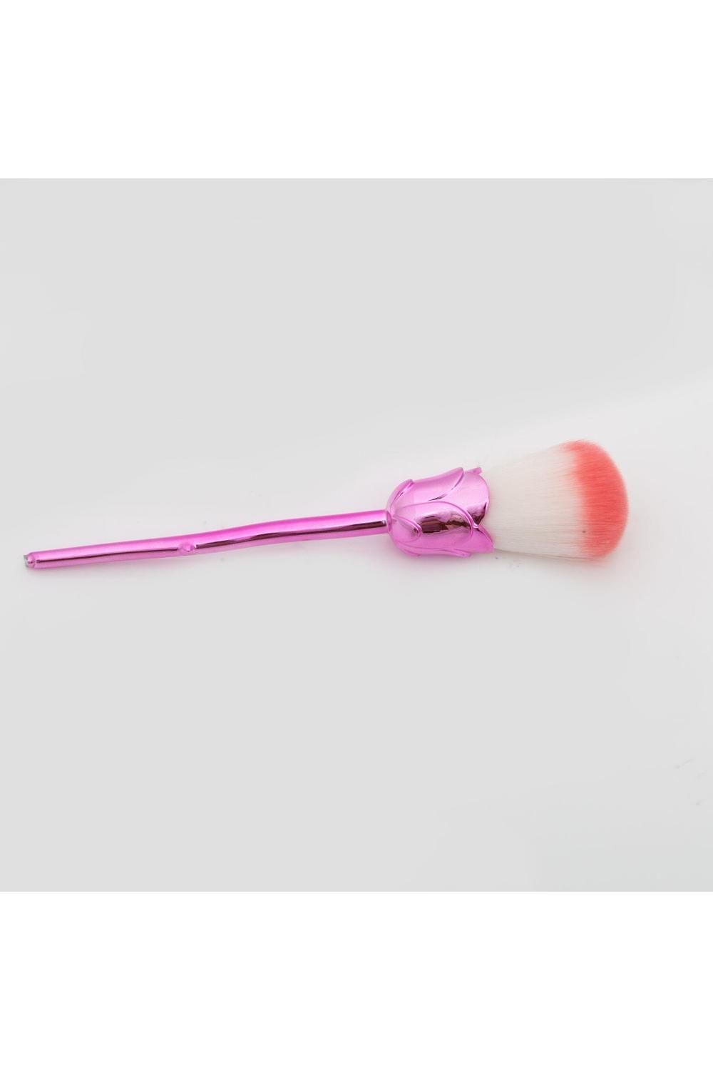 AQUARIUS 6pcs Rose Makeup Brush Set Pink Flower Sculpted Handle Cosmetic Tool Kit
