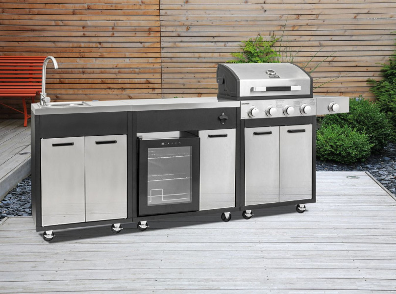 Kuchnia Gazowa Brenner Grill Premium Z Lodówką Szafką Kranem