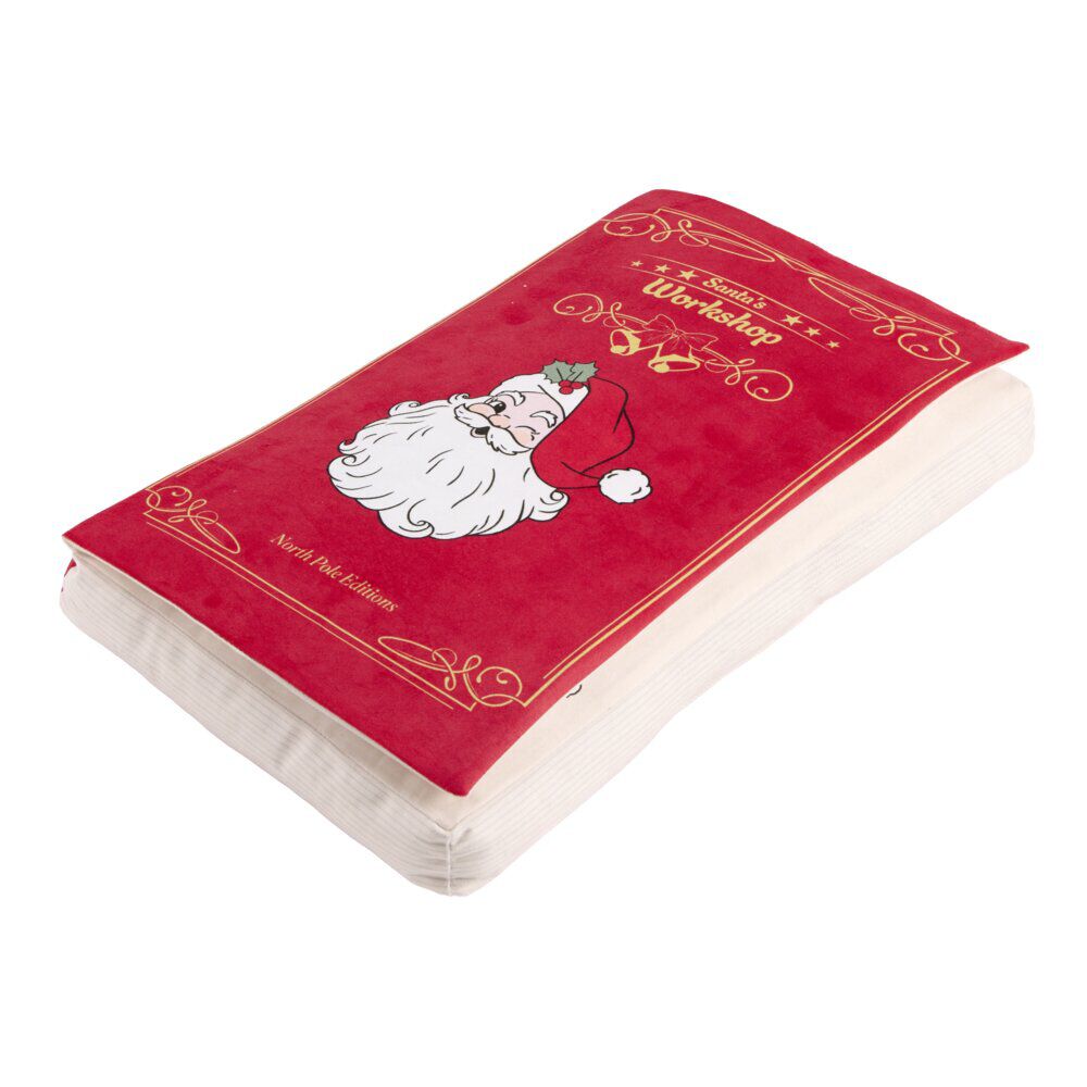 Coussin rectangulaire forme livre conte de No&euml;l L30X50XH5 cm (2 modèles rouge ou vert)