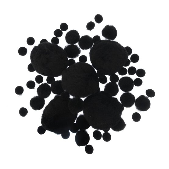 Black Pom Poms 60 Pack