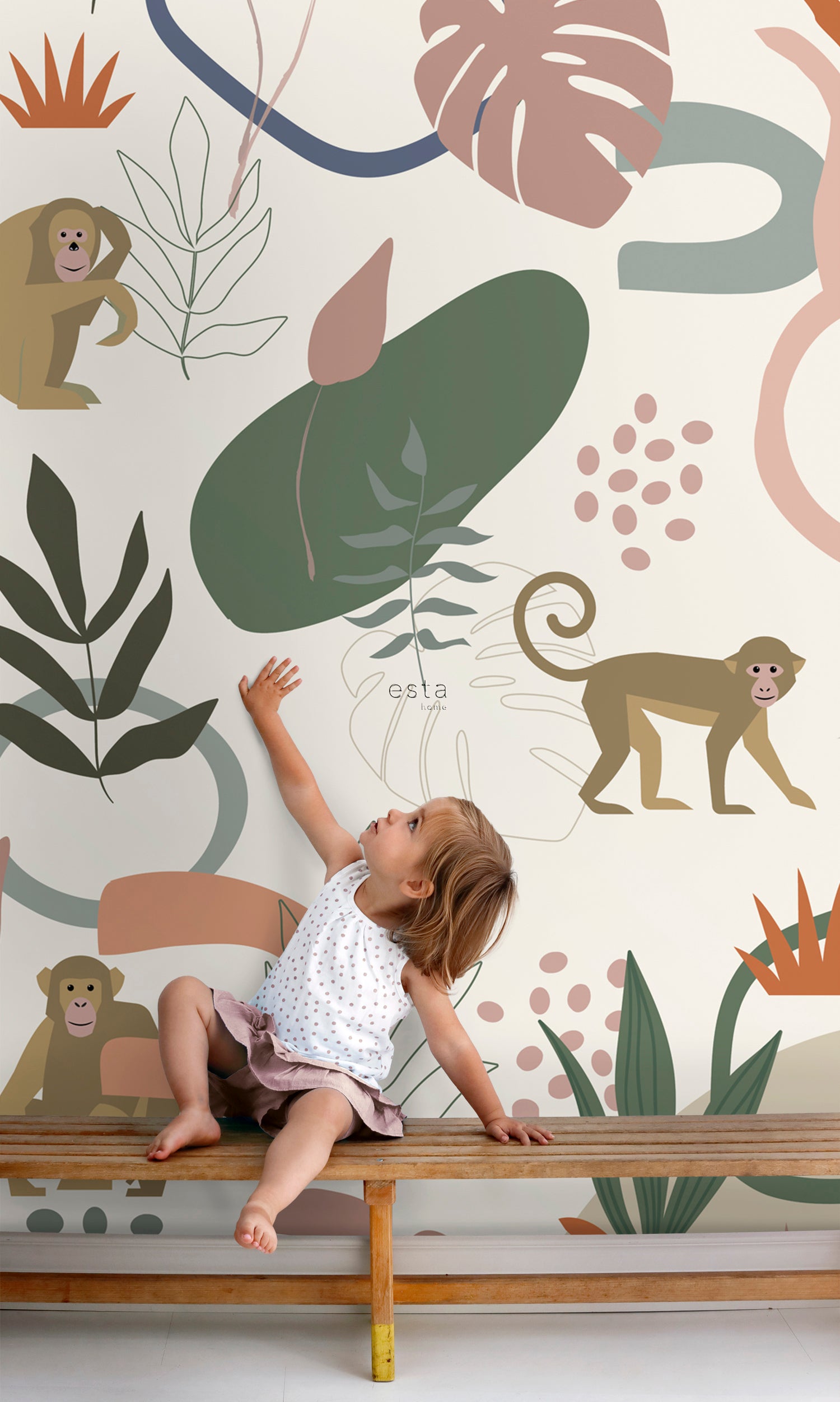 ESTAhome fotobehang jungle apen multicolor - 200 x 279 cm - 159245