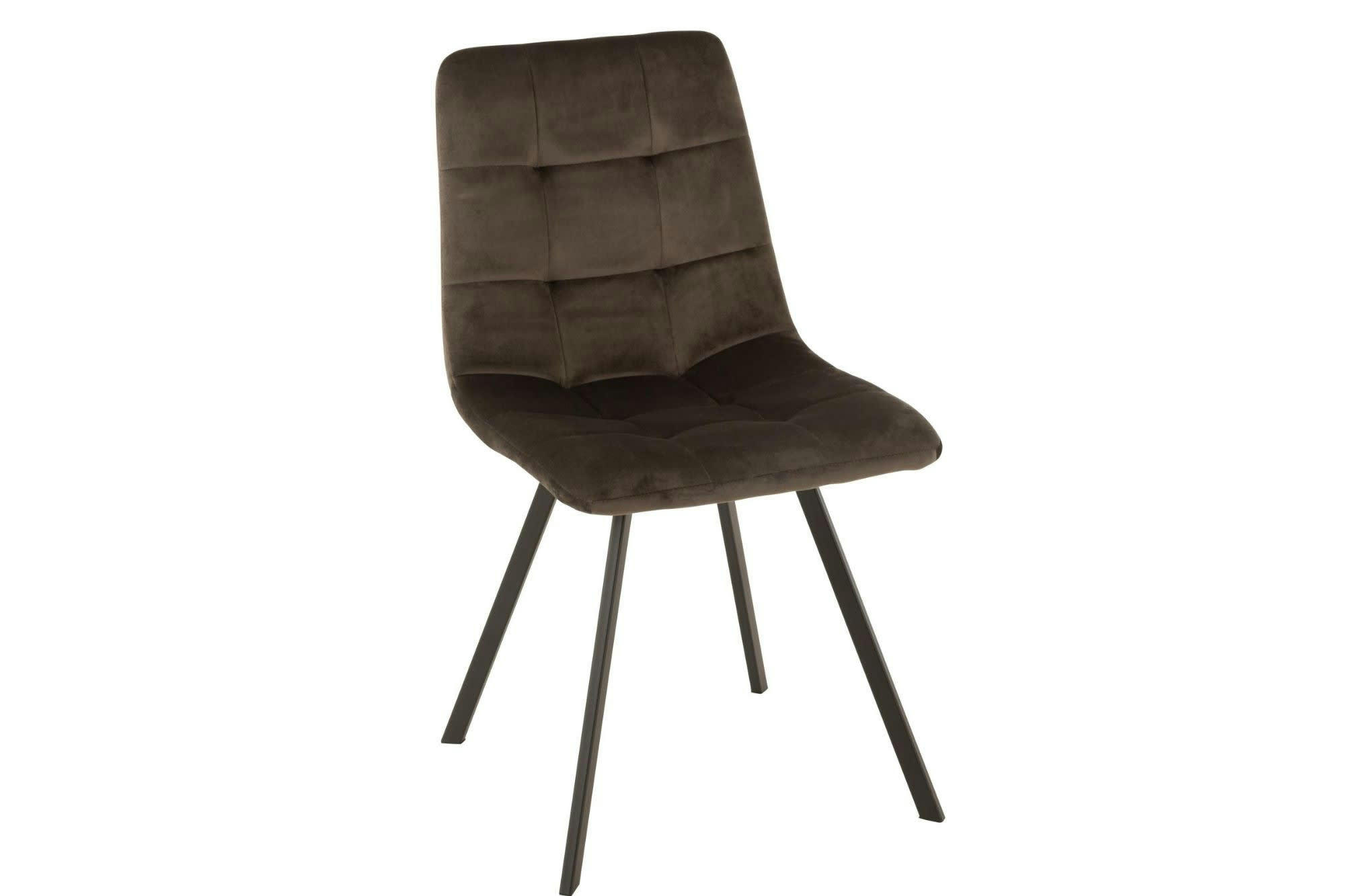 OLIVIA - Lot de 2 chaise en velours peau de pêche et en métal noir ( lot de 2)