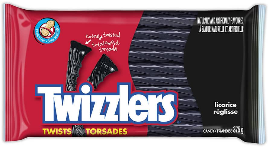 Twizzlers Black Licorice Twists Candy, 375-g