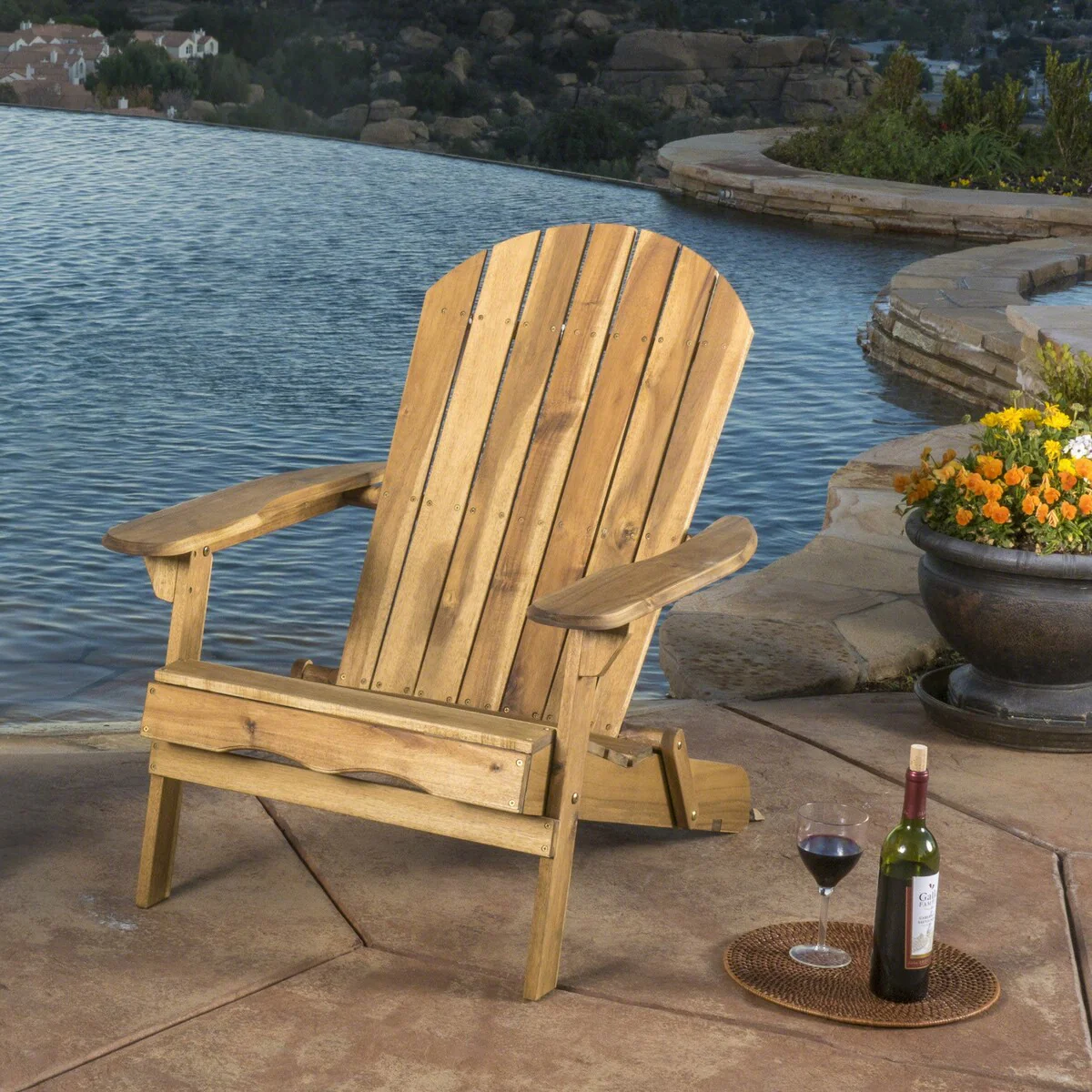 Outdoor Acacia Wood Adirondack Chair, Simple Design Chair