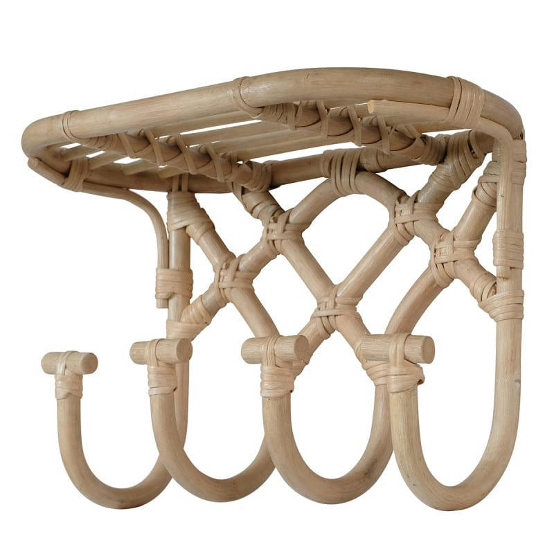 - Patère en rotin 4 crochets