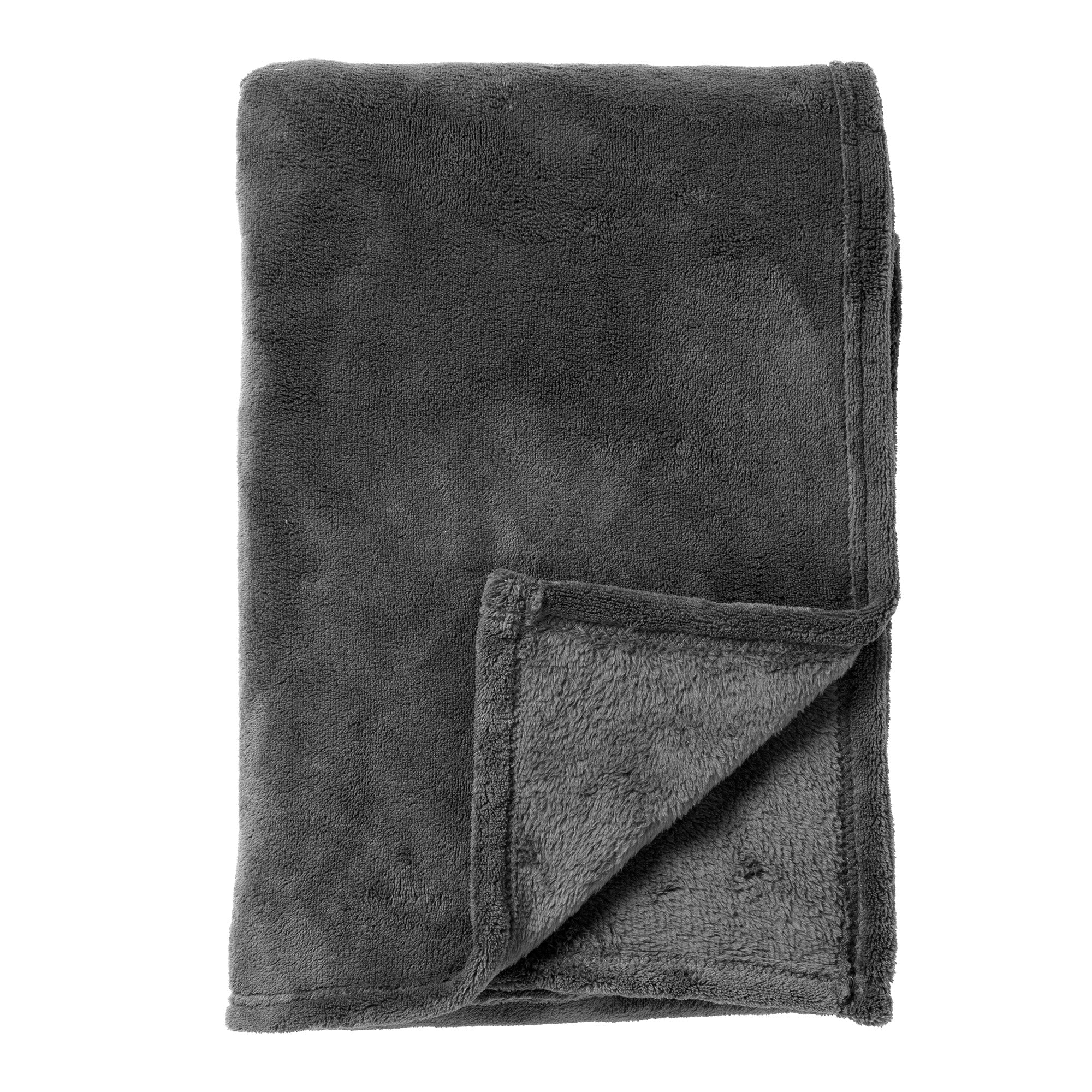 SIDNEY - plaid 140x180 cm - fleece deken - 100% gerecycled - Charcoal Gray - antraciet
