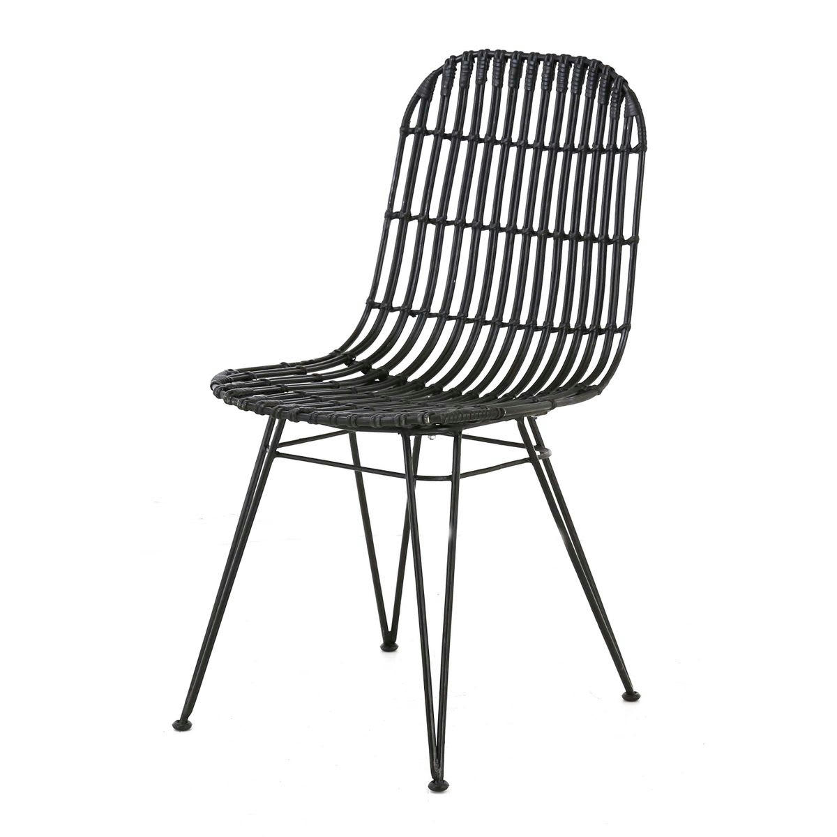 MELODY - Chaise en rotin noir et métal