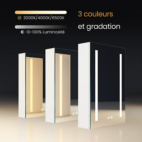 EMKE Armoire de Toilette 1 Porte - Charnières Gauche, LED Ajustable 3000K-6500K, Anti-Buée, Soft Close, Prises USB
