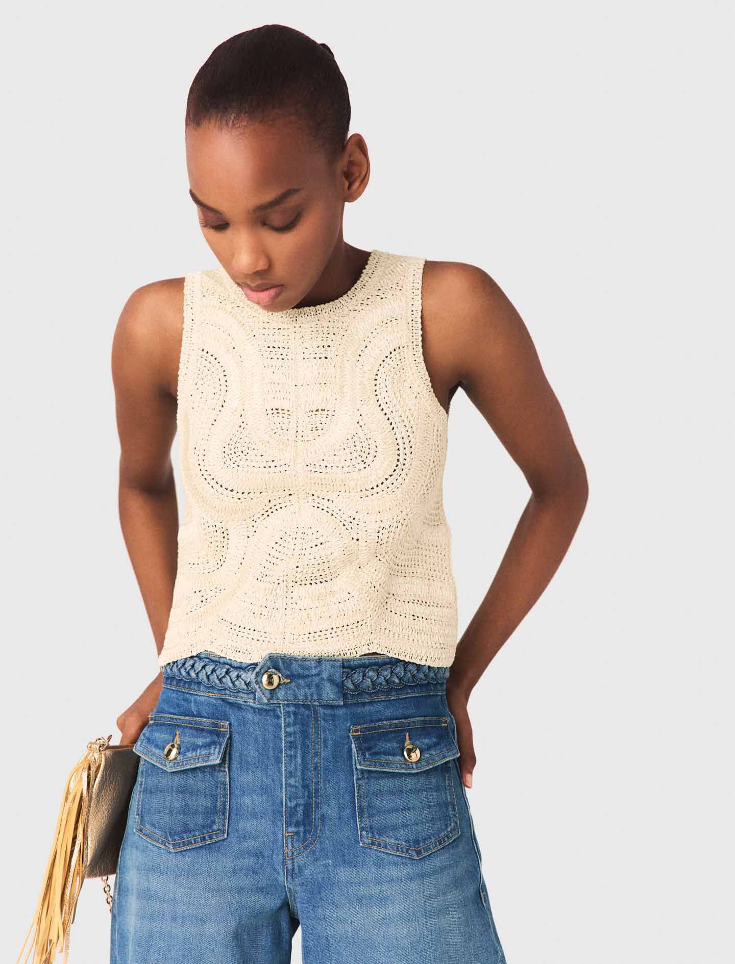 Top sans manches en crochet