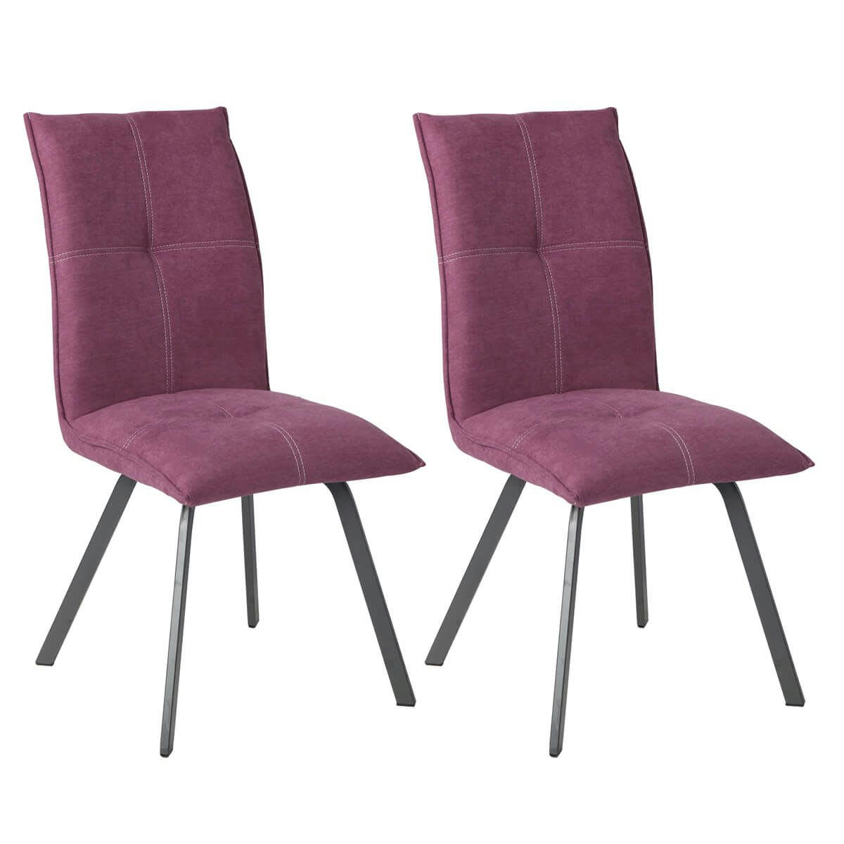 BISPO - Lot  de 2 chaises tissu coloris violet