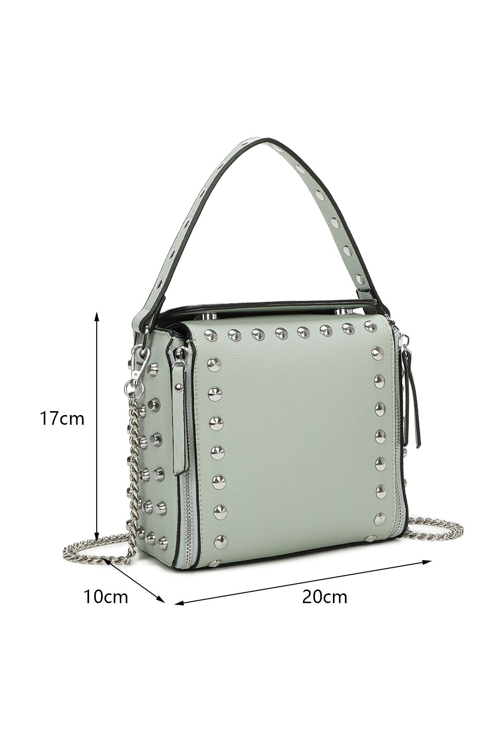Fontanella Fashion Ribelle Square Studded Chain Strap Crossbody Top-Handle Bag