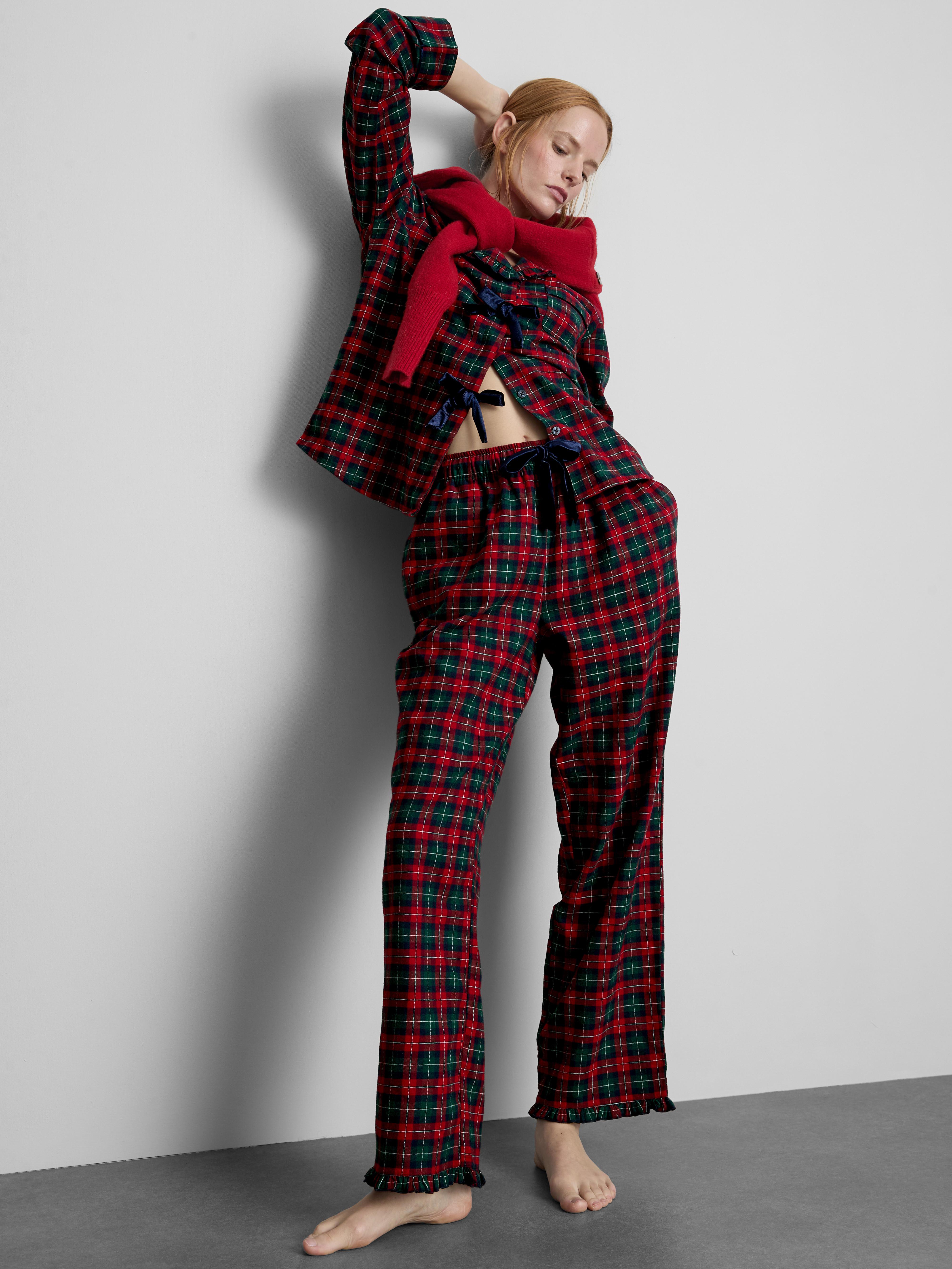 Cotton Flannel Bow Pajama Pants