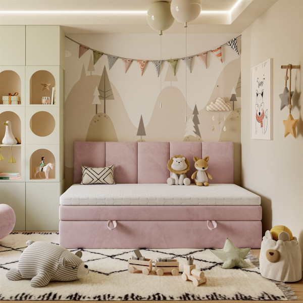 Łóżko ELZA MINI 100x200 Royal Velvet 208 z topperem