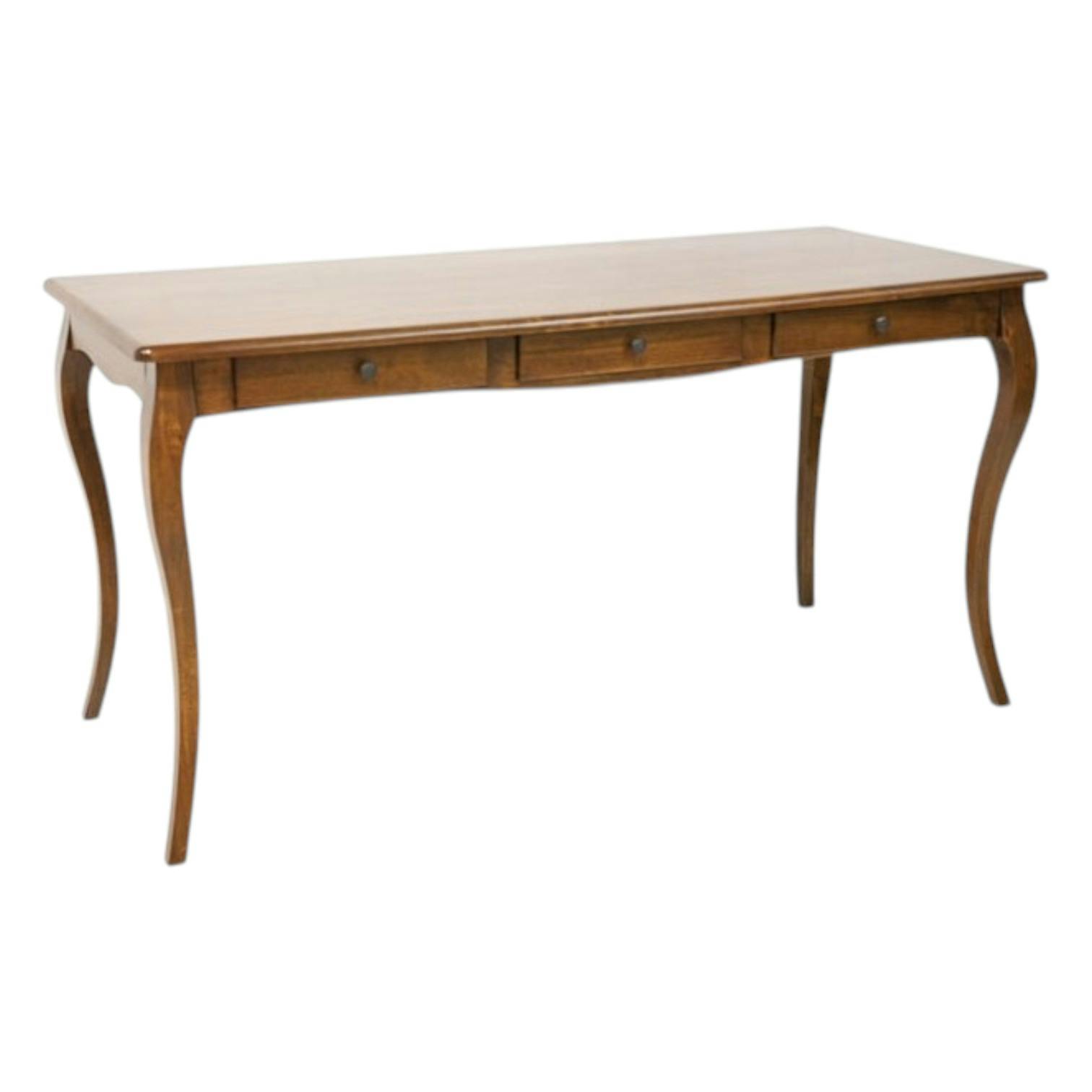 Bureau pieds galbés bois hévéa 150cm TRADITION
