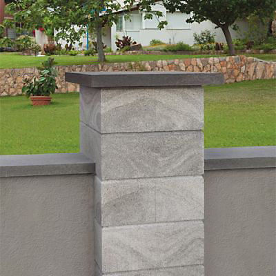 Chapeau de pilier plat marbre gris 50 x 50 cm